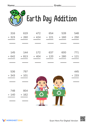 Easter Addition Practice with 3-Digit Numbers