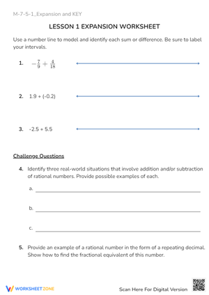 Rational Numbers: Add & Subtract Fractions & Decimals on Number Line