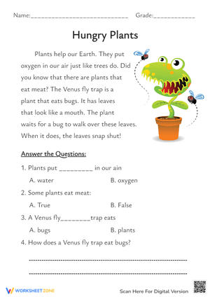 Explore Hungry Plants Worksheet