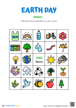 Interactive Earth Day Bingo Card for Kids