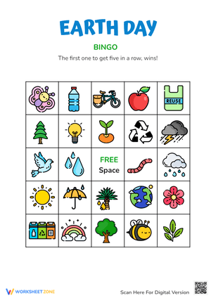 Educational Earth Day Bingo Card for Students