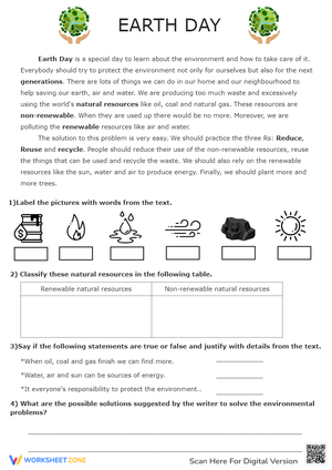 Earth Day Worksheet for Environmental Education