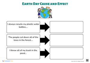 Earth Day Cause & Effect: Environmental Impact Worksheet (Grades 2-4)