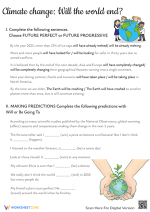 Climate Change Future Tense Practice - Will/Going To Predictions