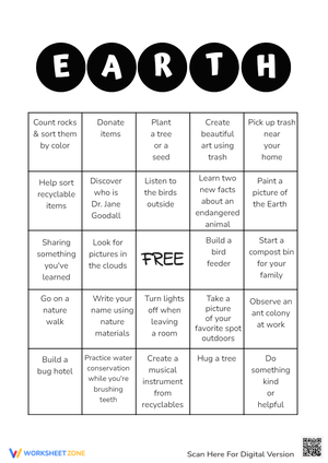 Engaging Earth Day Bingo for Environmental Education