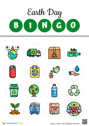 Eco-Awareness Earth Day Bingo Card for Kids