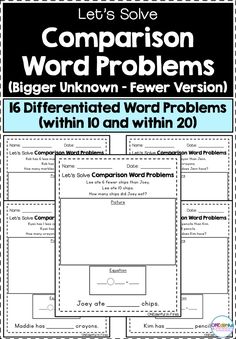 Comparison word problems up to 10: how many fewer?