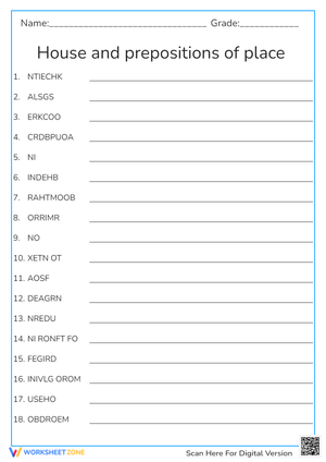 House and prepositions of place 