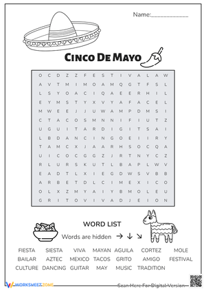 Cinco de Mayo Word Search