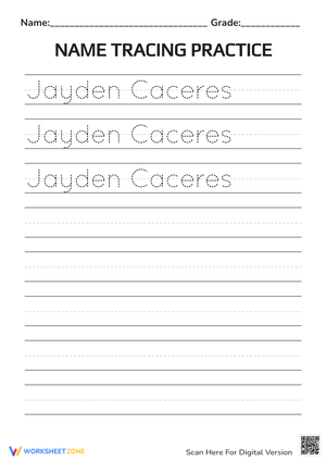 Handwriting Improvement With 'Jayden Caceres' Name