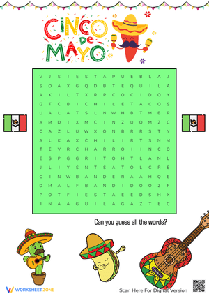 Cinco de Mayo Word Search - Fiesta Vocabulary Puzzle Fun!