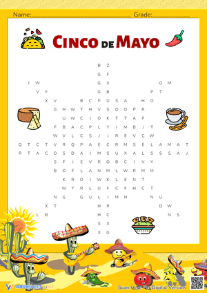 Cinco de Mayo Food Word Search - Holiday Puzzle Fun for Kids!
