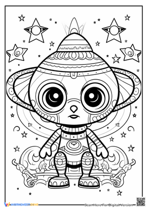 Cute Alien Coloring Page - Fun Space Activity for Kids!