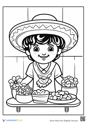 Cinco de Mayo Mexican Girl Creative Coloring Sheet
