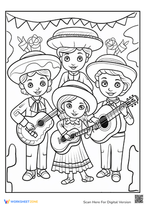 Mexican Girl: A Printable Coloring Page