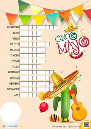 Cinco de Mayo Word Scramble - Festive Vocabulary Fun!