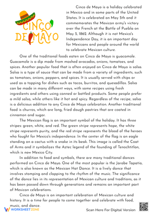 Cinco de Mayo Reading Comprehension Worksheet