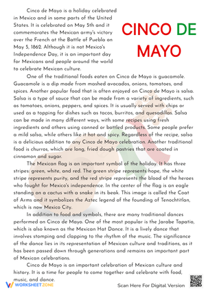 Cinco de Mayo Reading Comprehension Activity