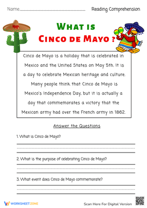 Cinco de Mayo Reading Comprehension - Learn the History!
