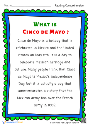 What is Cinco de Mayo? Reading Comprehension