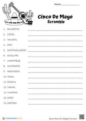 Cinco De Mayo Scramble Worksheet