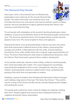 The Memorial Day Parade Reading Comprehension