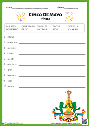 Cinco de Mayo Fiesta Word Scramble