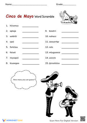 Cinco de Mayo Word Scramble Game