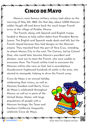 Cinco de Mayo Reading Comprehension 