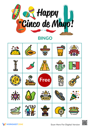 Cinco de Mayo Bingo! Printable Game for Kids - Mexican Fiesta Fun