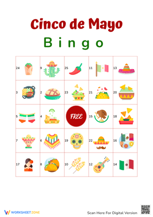 Interactive Bingo Game: Cinco de Mayo Fun