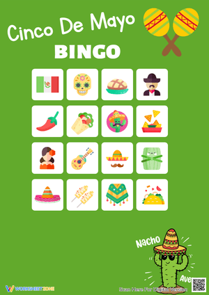 Cinco De Mayo Bingo! Printable Game with Mexican Culture Images