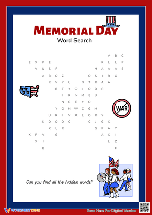 Engaging Memorial Day Word Game Worksheet