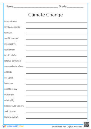 Climate Change Word Scramble - Earth Science Vocabulary Fun!
