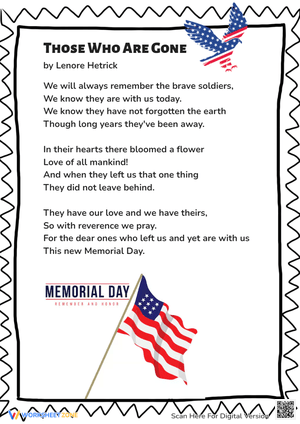 Reflective Memorial Day Poem Activity for Students