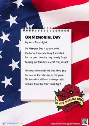 A Soldier Poem: Memorial Day Worksheet