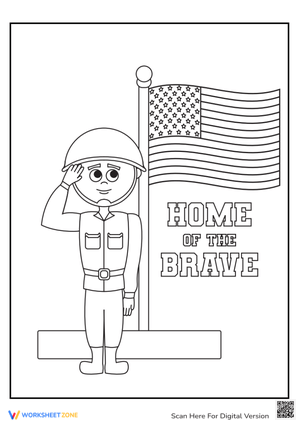 American Flag & Soldiers: Memorial Day Coloring Page