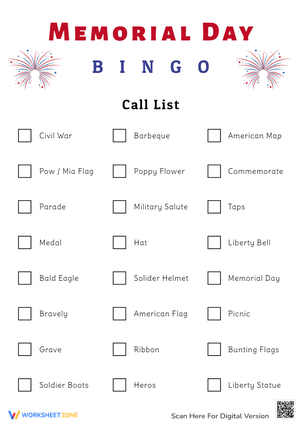 Enjoy Memorial Day Bingo for Family Fun