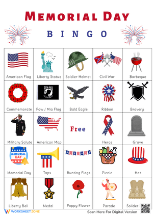 Printable Memorial Day Bingo for Celebration
