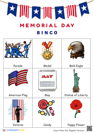 Engaging Memorial Day Bingo Card for Holiday Fun