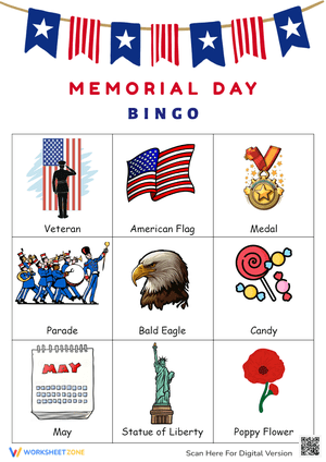 Patriotic Memorial Day Bingo Game for All Ages