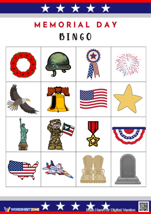 Fun and Educational Memorial Day Bingo Worksheet