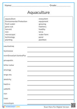 Aquaculture Worksheet