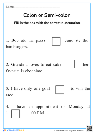 Colon or Semi-colon Level 3
