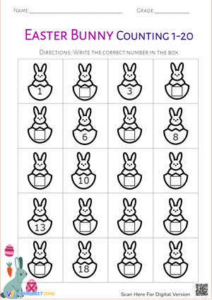Easter Bunny Counting 1-20