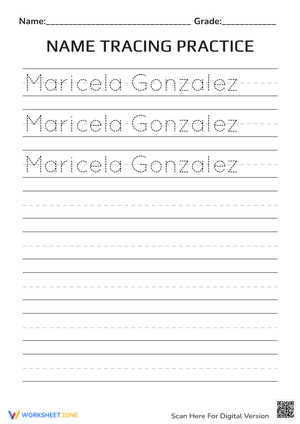 Printable Name Tracing Worksheet | Grade K-1 Handwriting