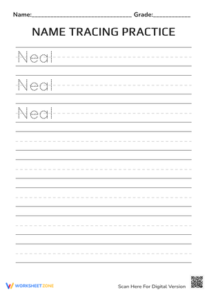 Name Tracing Worksheet for Letter Formation