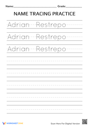 Name Tracing Worksheet for Beginners