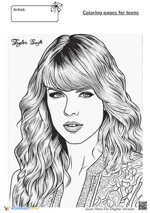 Taylor Swift Coloring for Teens