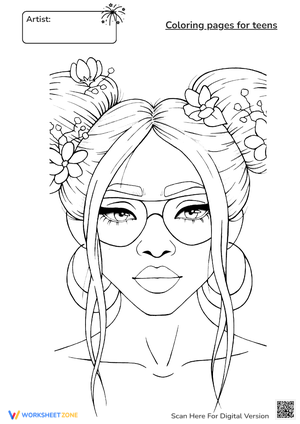 Coloring Pages: Girl with Glasses
